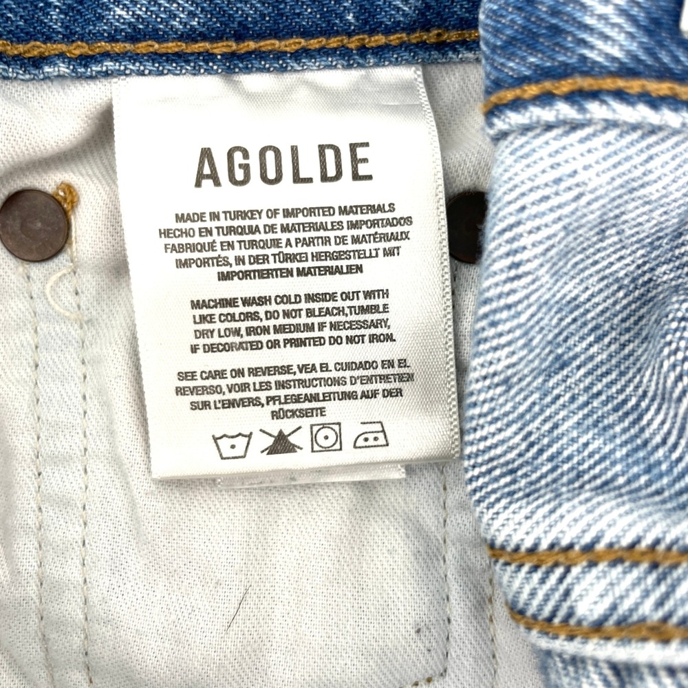 AGOLDE Riley High Rise Straight Leg Jeans Blue Womens Size 24 Rigid Hem Designer - Picture 11 of 12